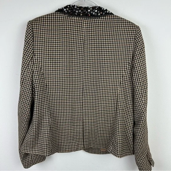 Lane Bryant Houndstooth Blazer beaded collar size: 16 - Picture 11 of 14
